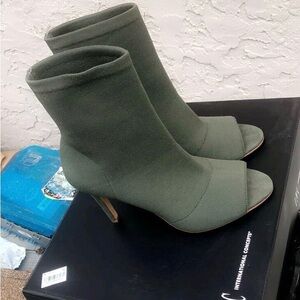 INC International Concepts Women's Olive Peep-Toe Heels